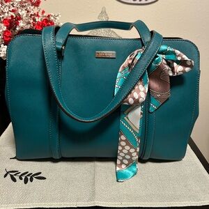 Kate Spade Teal Green Saffiano  Leather Satchel Like New Nice